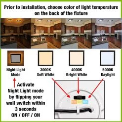 Low Profile 9 in. Matte Black Square LED Flush Mount with Night Light Feature J-Box Compatible Dimmable 900 Lumens by Commercial Electric -OCTO LIGHTS Shop matte black commercial electric flush mount lights 564151120 40 1000