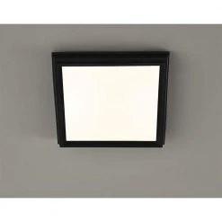 Low Profile 9 in. Matte Black Square LED Flush Mount with Night Light Feature J-Box Compatible Dimmable 900 Lumens by Commercial Electric -OCTO LIGHTS Shop matte black commercial electric flush mount lights 564151120 44 1000