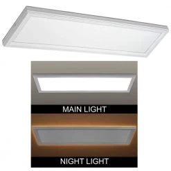 48 in. x 15 in. Low Profile Matte White Color Selectable LED Flush Mount Ceiling Light w/Night Light Feature Dimmable by Commercial Electric