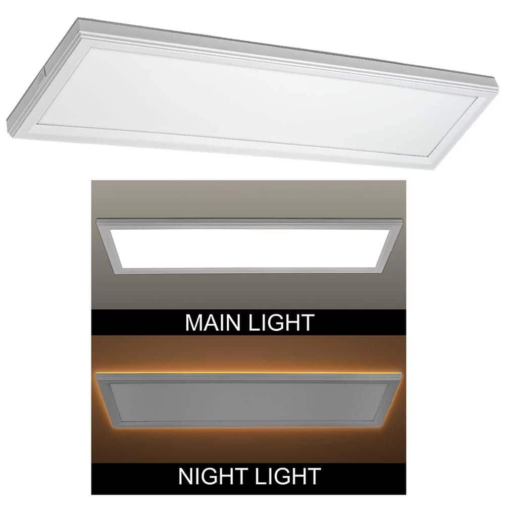 48 in. x 15 in. Low Profile Matte White Color Selectable LED Flush Mount Ceiling Light w/Night Light Feature Dimmable by Commercial Electric 3 48 in. x 15 in. Low Profile Matte White Color Selectable LED Flush Mount Ceiling Light w/Night Light Feature Dimmable by Commercial Electric