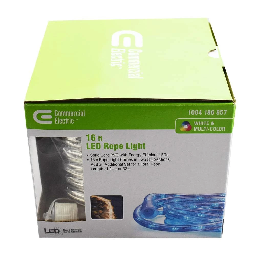 Outdoor/Indoor 16 ft. Line Voltage (120-Volt) Red/Green/Blue/White Flexible Integrated LED Rope Light by Commercial Electric 8 Outdoor/Indoor 16 ft. Line Voltage (120-Volt) Red/Green/Blue/White Flexible Integrated LED Rope Light by Commercial Electric - Image 6