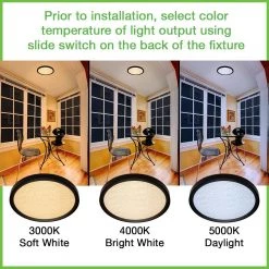 Low Profile 15 in. Round Crackle Lens Oil Rubbed Bronze LED Flush Mount with Night Light Feature (4-Pack) by Commercial Electric -OCTO LIGHTS Shop oil rubbed bronze commercial electric flush mount lights 564141110 4pk 40 1000