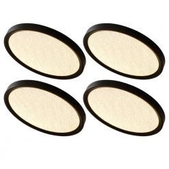 Low Profile 15 in. Round Crackle Lens Oil Rubbed Bronze LED Flush Mount with Night Light Feature (4-Pack) by Commercial Electric