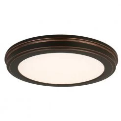 15 in. Oil-Rubbed Bronze LED Ceiling Flush Mount with White Acrylic Shade (2-Pack) by Commercial Electric