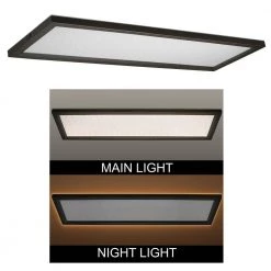 48 in. x 15 in. Low Profile Oil Rubbed Bronze Color Selectable LED Flush Mount Light w/Night Light Feature Crackle Lens by Commercial Electric