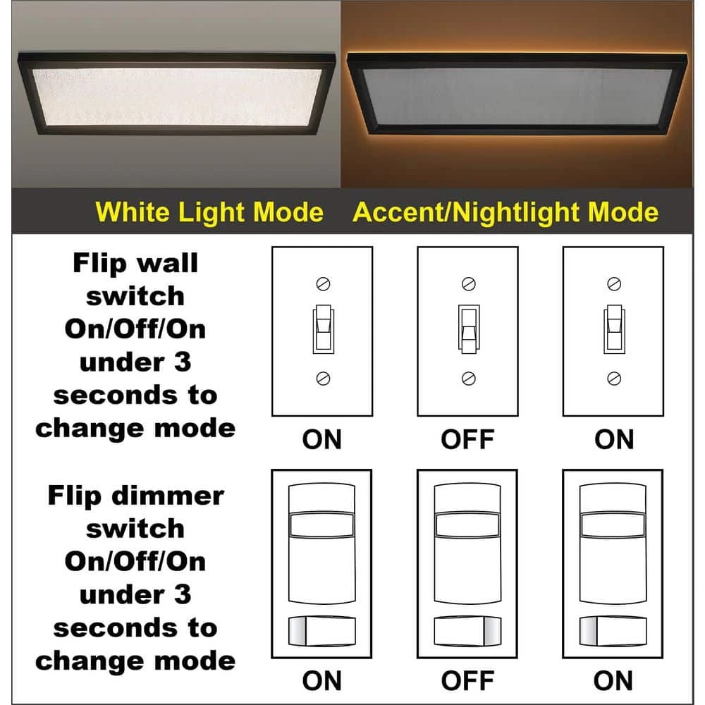 48 in. x 15 in. Low Profile Oil Rubbed Bronze Color Selectable LED Flush Mount Light w/Night Light Feature Crackle Lens by Commercial Electric 9 48 in. x 15 in. Low Profile Oil Rubbed Bronze Color Selectable LED Flush Mount Light w/Night Light Feature Crackle Lens by Commercial Electric - Image 7