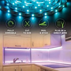 16 ft. LED White and RGB Tape Light Kit- Under Cabinet Light by Commercial Electric -OCTO LIGHTS Shop rgb w commercial electric under cabinet lights c423510 1f 1000
