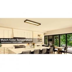 Sebastian 48 in. x 13 in. Farmhouse Gray with Black CCT Selectable LED Flush Mount Ceiling Light 4000 Dimmable Lumens by Commercial Electric -OCTO LIGHTS Shop rustic gray commercial electric flush mount lights fp1236dgr48lf4h 1f 1000