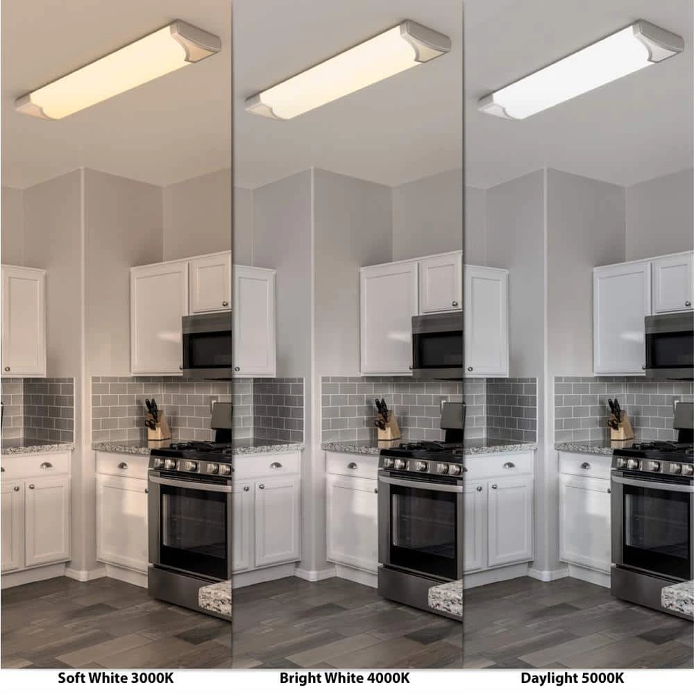 Mesha 48 in. x 10 in. Satin Nickel CCT Selectable LED Flush Mount Ceiling Light 4000 Dimmable Lumens by Commercial Electric 5 Mesha 48 in. x 10 in. Satin Nickel CCT Selectable LED Flush Mount Ceiling Light 4000 Dimmable Lumens by Commercial Electric - Image 3