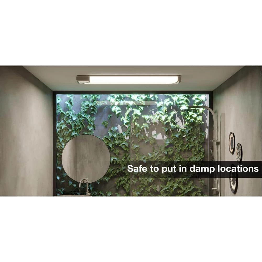 Mesha 48 in. x 10 in. Satin Nickel CCT Selectable LED Flush Mount Ceiling Light 4000 Dimmable Lumens by Commercial Electric 6 Mesha 48 in. x 10 in. Satin Nickel CCT Selectable LED Flush Mount Ceiling Light 4000 Dimmable Lumens by Commercial Electric - Image 4