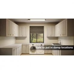 Victoria 48 in. x 10 in. Satin Nickel and Slate Gray CCT Selectable LED Flush Mount Ceiling Light 4000 Dimmable Lumens by Commercial Electric -OCTO LIGHTS Shop satin nickel commercial electric flush mount lights lf1238nkg48lfch a0 1000