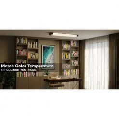 Moroccan 48 in. x 10 in. Satin Nickel CCT Selectable LED Flush Mount Ceiling Light 4000 Dimmable Lumens by Commercial Electric -OCTO LIGHTS Shop satin nickel commercial electric flush mount lights lf1239nk748lfch 1f 1000