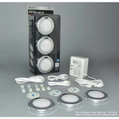 3-Light LED Puck Light Kit by Commercial Electric 16 3-Light LED Puck Light Kit by Commercial Electric -OCTO LIGHTS Shop silver commercial electric puck lights pkl004is3 ul 1f 1000