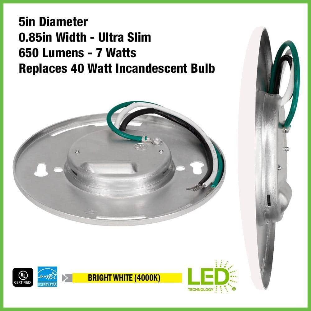 5 in. Mini Closet Light LED Flush Mount with White and Bronze Trims Fits 3.5 in. 4 in. Junction Boxes 7-Watts 650 Lumens by Commercial Electric 4 5 in. Mini Closet Light LED Flush Mount with White and Bronze Trims Fits 3.5 in. 4 in. Junction Boxes 7-Watts 650 Lumens by Commercial Electric - Image 2