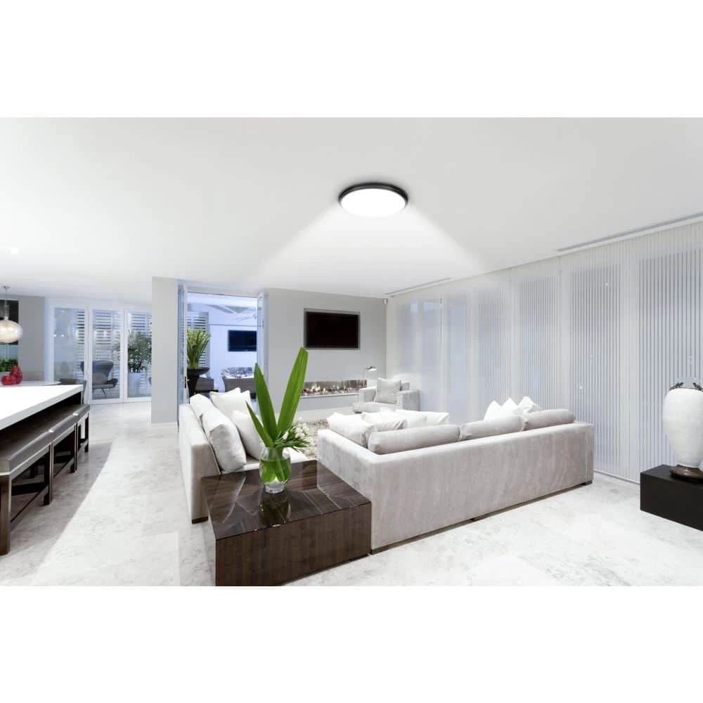 14 in. White and Matte Black Selectable LED Flush Mount with Interchangeable Trim by Commercial Electric 8 14 in. White and Matte Black Selectable LED Flush Mount with Interchangeable Trim by Commercial Electric - Image 6