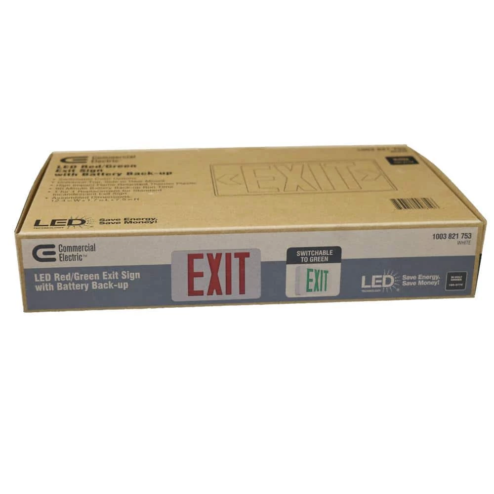 14-Watt Equivalent Integrated LED White Exit Sign with Ni-Cad 4.8-Volt Battery by Commercial Electric 8 14-Watt Equivalent Integrated LED White Exit Sign with Ni-Cad 4.8-Volt Battery by Commercial Electric - Image 6
