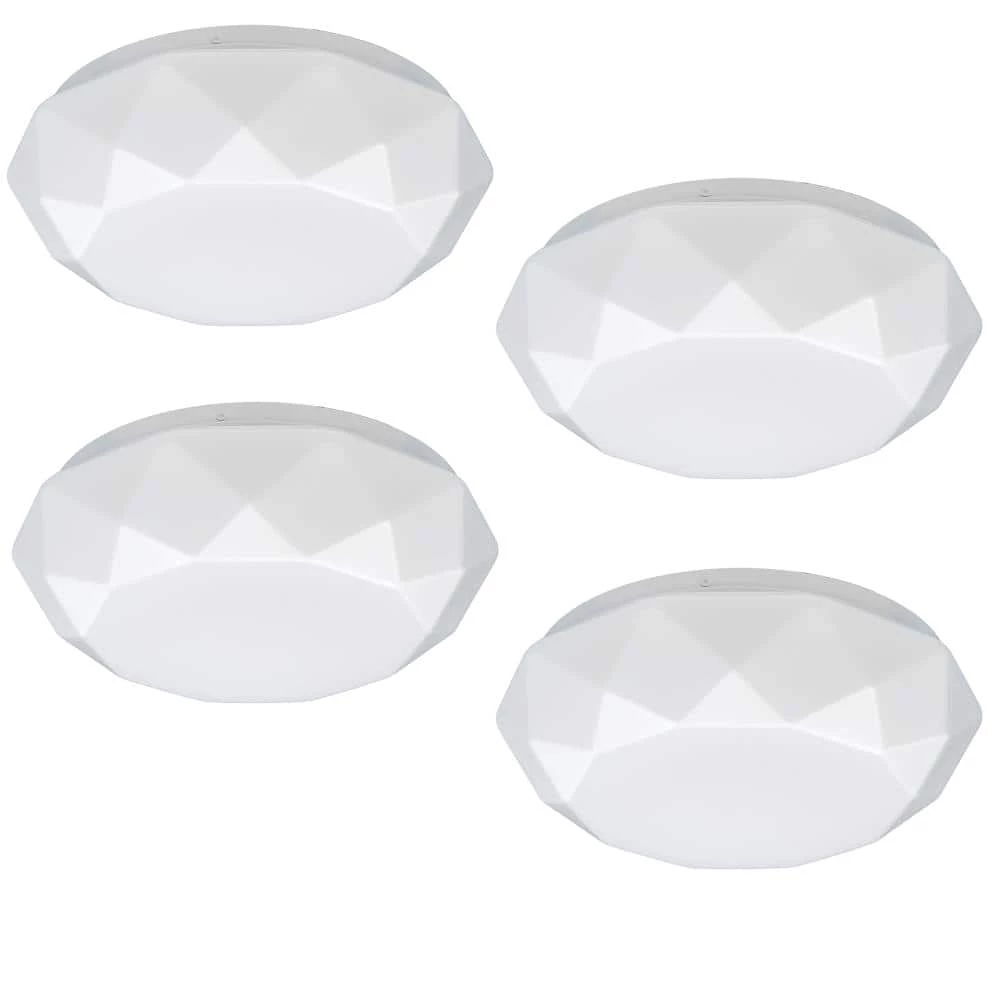 12 in. Diamond Color Selectable LED Flush Mount Ceiling Light 910 Lumens Dimmable (4-Pack) by Commercial Electric 3 12 in. Diamond Color Selectable LED Flush Mount Ceiling Light 910 Lumens Dimmable (4-Pack) by Commercial Electric