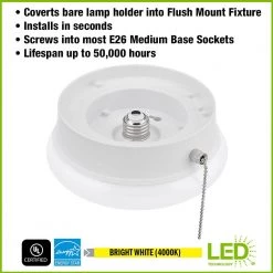 Spin Light 7 in. Closet Light LED Flush Mount with Pull Chain Hallway Lighting Stairway Lighting (4-Pack) by Commercial Electric -OCTO LIGHTS Shop white commercial electric flush mount lights 54484145 4pk a0 1000