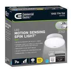 Spin Light 7 in. Motion Sensor LED Flush Mount Ceiling Light Customize Hold Times Closet Rated (4-Pack) by Commercial Electric -OCTO LIGHTS Shop white commercial electric flush mount lights 54606341 4pk fa 1000