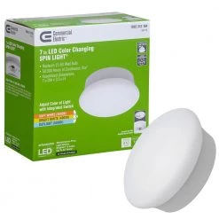 Spin Light 7 in. Closet Rated Selectable CCT LED Flush Mount Laundry Room Hallway Stairway Lighting (4-Pack) by Commercial Electric 25 Spin Light 7 in. Closet Rated Selectable CCT LED Flush Mount Laundry Room Hallway Stairway Lighting (4-Pack) by Commercial Electric -OCTO LIGHTS Shop white commercial electric flush mount lights 54690111 4pk 76 1000
