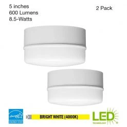 Spin Light 5 in. White LED Flush Mount Ceiling Light 600 Lumens 4000K Bright White Closet Basement Utility (2 Pack) by Commercial Electric -OCTO LIGHTS Shop white commercial electric flush mount lights 54692141 40 1000