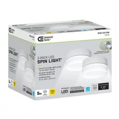 Spin Light 5 in. White LED Flush Mount Ceiling Light 600 Lumens 4000K Bright White Closet Basement Utility (2 Pack) by Commercial Electric -OCTO LIGHTS Shop white commercial electric flush mount lights 54692141 44 1000