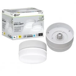 Spin Light 5 in. White LED Flush Mount Ceiling Light 600 Lumens 4000K Bright White Closet Basement Utility (2 Pack) by Commercial Electric