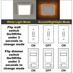 Low Profile 9 in. White Square LED Flush Mount with Night Light Feature J-Box Compatible Dimmable 900 Lumens by Commercial Electric -OCTO LIGHTS Shop white commercial electric flush mount lights 564151110 a0 1000