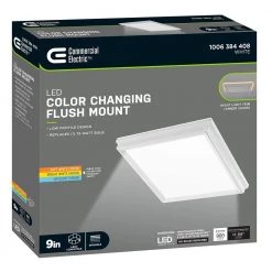 Low Profile 9 in. White Square LED Flush Mount with Night Light Feature J-Box Compatible Dimmable 900 Lumens by Commercial Electric -OCTO LIGHTS Shop white commercial electric flush mount lights 564151110 fa 1000