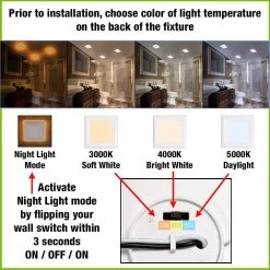 Low Profile 5 in. White Square LED Flush Mount with Night Light Feature J-Box Compatible Dimmable 500 Lumens by Commercial Electric -OCTO LIGHTS Shop white commercial electric flush mount lights 564161110 a0 1000