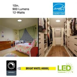 10 in. White Closet Light with Pull Chain LED Flush Mount Ceiling Light 900 Lumens 4000K Bright White by Commercial Electric -OCTO LIGHTS Shop white commercial electric flush mount lights 564221410 40 1000