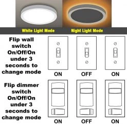 7.5 in. White Round Color Change CCT LED Flush Mount Ceiling Light Fixture w/ Night Light 3-Way Mount 800 Lumens by Commercial Electric -OCTO LIGHTS Shop white commercial electric flush mount lights 56568191 1d 1000