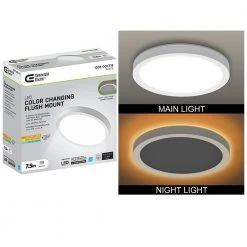 7.5 in. White Round Color Change CCT LED Flush Mount Ceiling Light Fixture w/ Night Light 3-Way Mount 800 Lumens by Commercial Electric