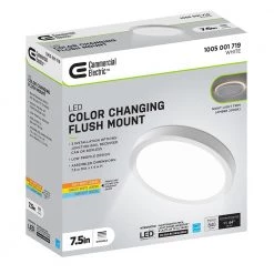 7.5 in. White Round Color Change CCT LED Flush Mount Ceiling Light Fixture w/ Night Light 3-Way Mount 800 Lumens by Commercial Electric -OCTO LIGHTS Shop white commercial electric flush mount lights 56568191 76 1000