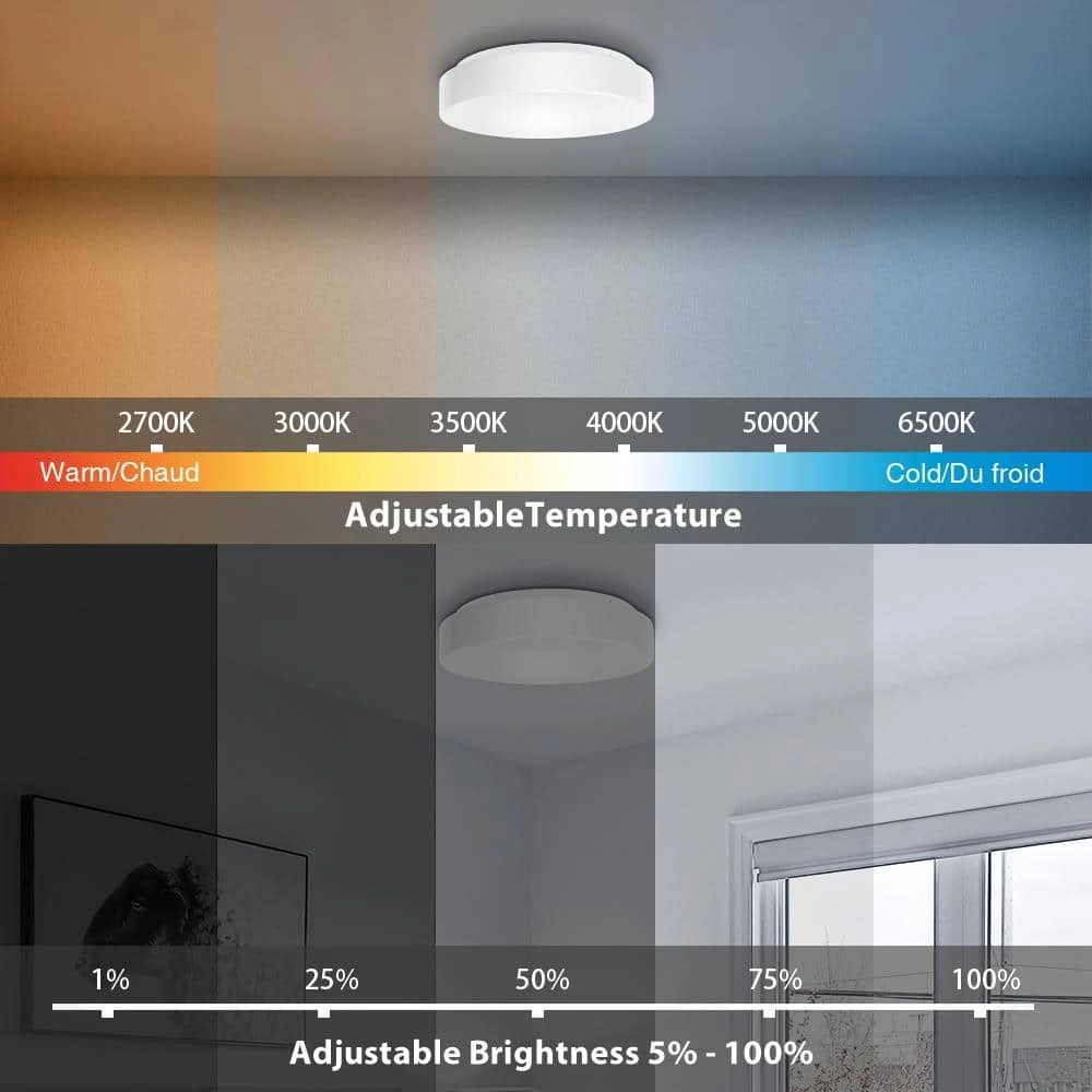 11 in. White Smart Hubspace CCT and RGB Selectable LED Flush Mount Puff by Commercial Electric 6 11 in. White Smart Hubspace CCT and RGB Selectable LED Flush Mount Puff by Commercial Electric - Image 4