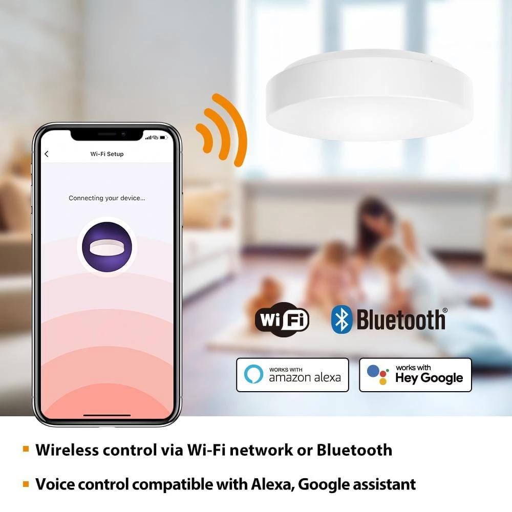 11 in. White Smart Hubspace CCT and RGB Selectable LED Flush Mount Puff by Commercial Electric 10 11 in. White Smart Hubspace CCT and RGB Selectable LED Flush Mount Puff by Commercial Electric - Image 8