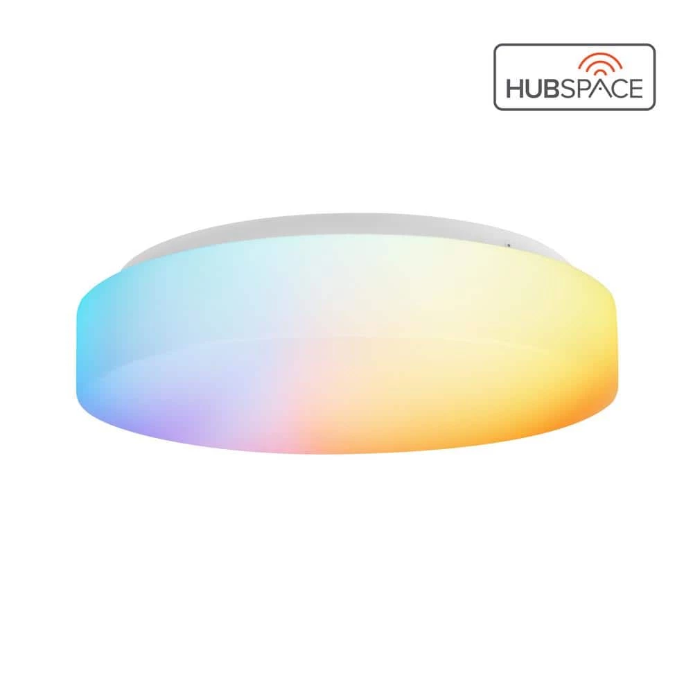 11 in. White Smart Hubspace CCT and RGB Selectable LED Flush Mount Puff by Commercial Electric 3 11 in. White Smart Hubspace CCT and RGB Selectable LED Flush Mount Puff by Commercial Electric