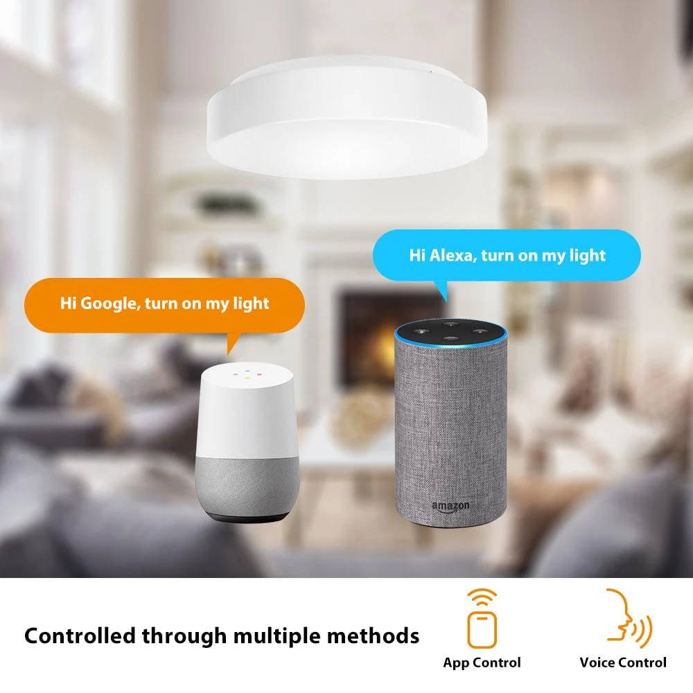 11 in. White Smart Hubspace CCT and RGB Selectable LED Flush Mount Puff by Commercial Electric 11 11 in. White Smart Hubspace CCT and RGB Selectable LED Flush Mount Puff by Commercial Electric - Image 9