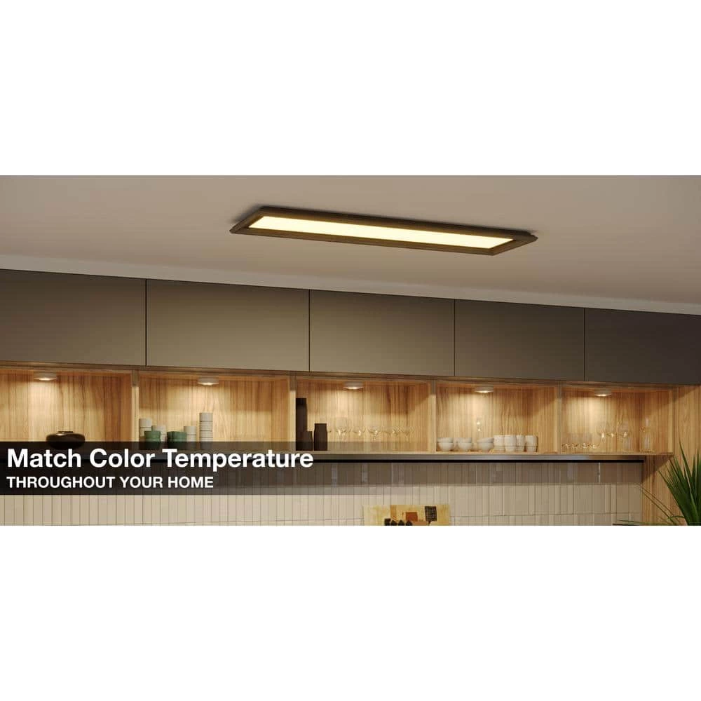 Augusta 50 in. x 15 in. Satin Nickel, White Frame CCT Selectable LED Flush Mount Ceiling Light 4000 Dimmable Lumens by Commercial Electric 11 Augusta 50 in. x 15 in. Satin Nickel, White Frame CCT Selectable LED Flush Mount Ceiling Light 4000 Dimmable Lumens by Commercial Electric - Image 9