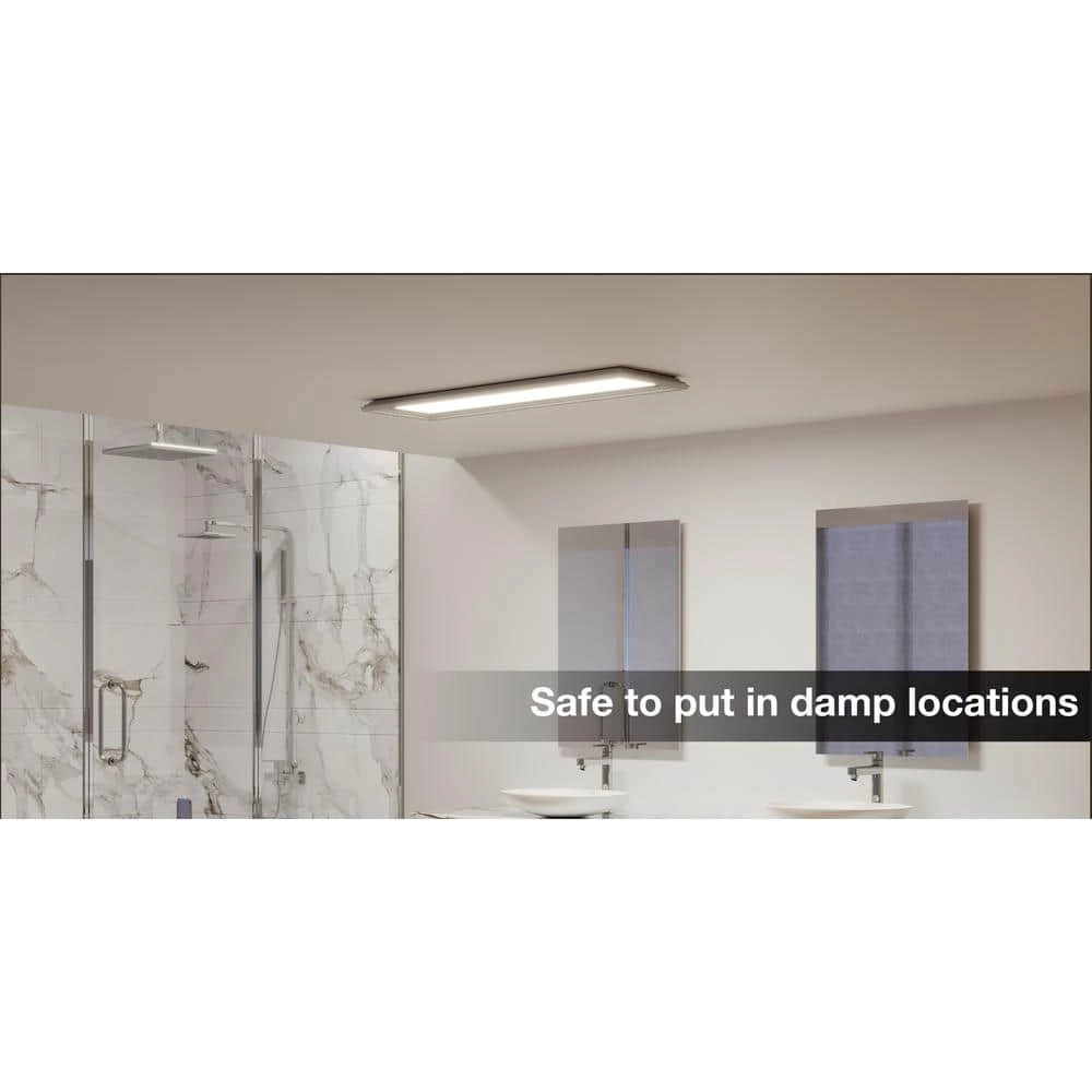 Augusta 50 in. x 15 in. Satin Nickel, White Frame CCT Selectable LED Flush Mount Ceiling Light 4000 Dimmable Lumens by Commercial Electric 6 Augusta 50 in. x 15 in. Satin Nickel, White Frame CCT Selectable LED Flush Mount Ceiling Light 4000 Dimmable Lumens by Commercial Electric - Image 4