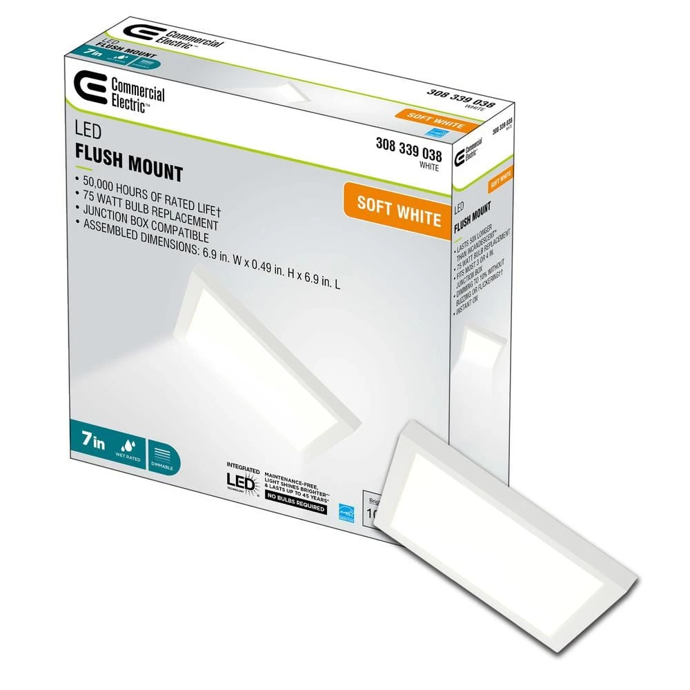 7 in. Square White LED Flush Mount by Commercial Electric 10 7 in. Square White LED Flush Mount by Commercial Electric - Image 8