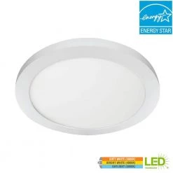 15 in. 22.5-Watt White Integrated LED 1650 Lumens Edge-Lit Round Flat Panel Flush Mount Ceiling Light w/Color Changing by Commercial Electric 20 15 in. 22.5-Watt White Integrated LED 1650 Lumens Edge-Lit Round Flat Panel Flush Mount Ceiling Light w/Color Changing by Commercial Electric -OCTO LIGHTS Shop white commercial electric led panel lights 74212 hd 44 1000