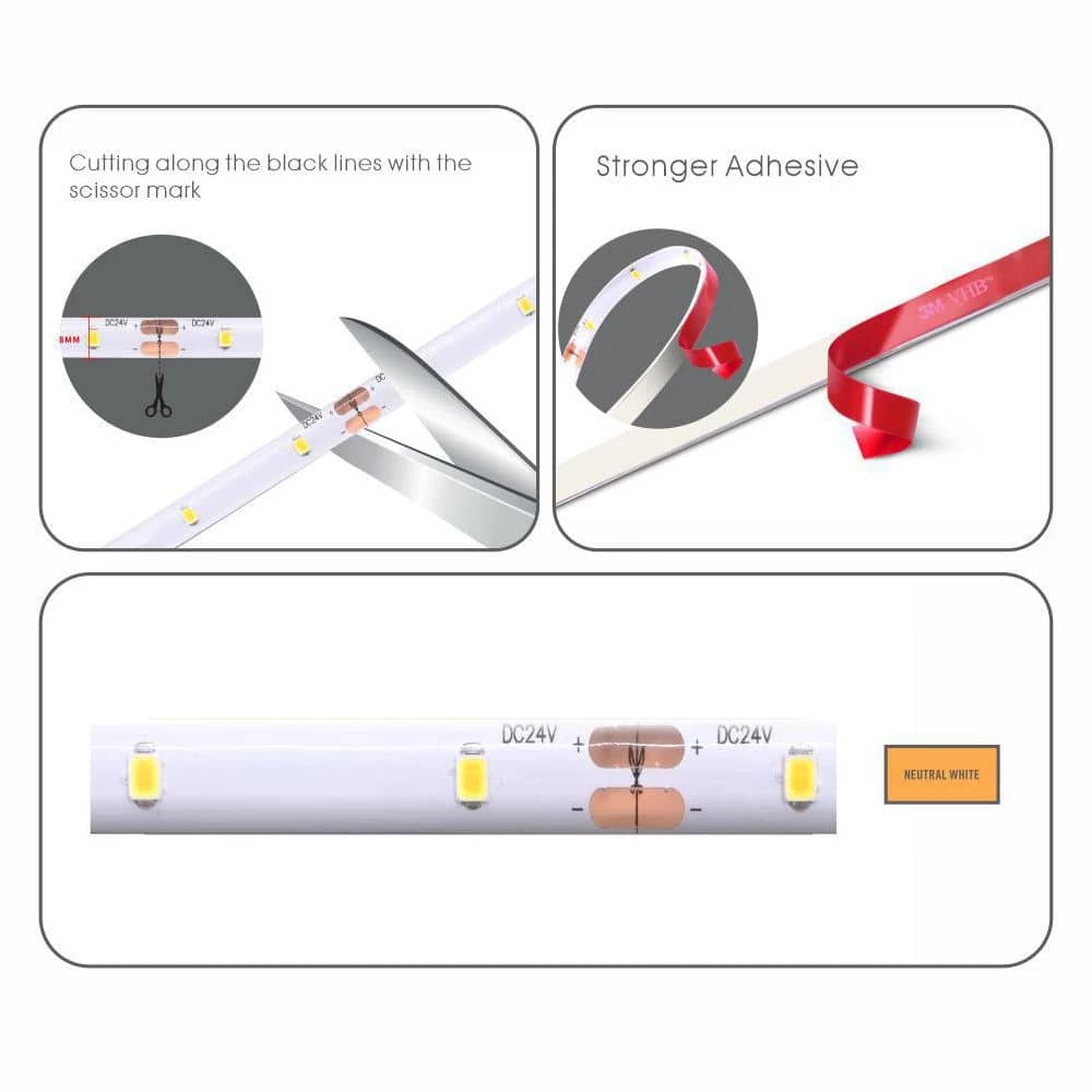 32 ft. Indoor/Outdoor Cuttable Non Re-Linkable Neutral White Strip Light Kit by Commercial Electric 6 32 ft. Indoor/Outdoor Cuttable Non Re-Linkable Neutral White Strip Light Kit by Commercial Electric - Image 4