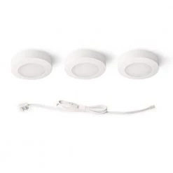 3-Light Plug-In LED White Puck Light Kit with CCT Changing (2700K/3000K/4000K) by Commercial Electric