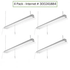 4 ft. 64-Watt Equivalent Integrated LED White Shop Light Linkable 3200 Lumens 4000K Bright White 5 ft. Cord Included by Commercial Electric -OCTO LIGHTS Shop white commercial electric shop lights 54103161 c3 1000