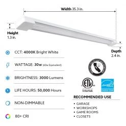 3 ft. 1-Light 30-Watt Integrated LED White Utility Shop Light with Power Cord by Commercial Electric -OCTO LIGHTS Shop white commercial electric shop lights shop 3x1 840 hd 40 1000