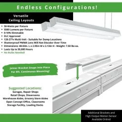 Commercial 8 ft. (Two 4ft.) 440 Watt Equivalent Integrated LED White Multi-Volt Strip Light Fixture 11000 Lumen (4-Pack) by Commercial Electric -OCTO LIGHTS Shop white commercial electric strip light fixtures 54598191 a 4pk 40 1000