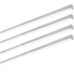 Commercial 8 ft. (Two 4ft.) 440 Watt Equivalent Integrated LED White Multi-Volt Strip Light Fixture 11000 Lumen (4-Pack) by Commercial Electric