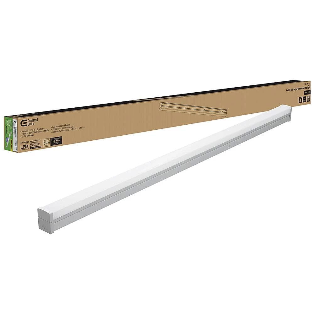 4 ft. 220-Watt Equivalent Integrated LED White Commercial Strip Light Fixture 4000K High Output 5500 Lumens by Commercial Electric 11 4 ft. 220-Watt Equivalent Integrated LED White Commercial Strip Light Fixture 4000K High Output 5500 Lumens by Commercial Electric - Image 9