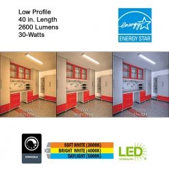 Low Profile 40 in. Integrated LED White Strip Light Fixture 2600 Lumens Color Selectable Dimmable (4-Pack) by Commercial Electric 13 Low Profile 40 in. Integrated LED White Strip Light Fixture 2600 Lumens Color Selectable Dimmable (4-Pack) by Commercial Electric -OCTO LIGHTS Shop white commercial electric strip light fixtures 56507111st 4pk e1 1000